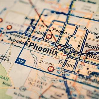 locations - showing a macro photo of a phoenix area road map